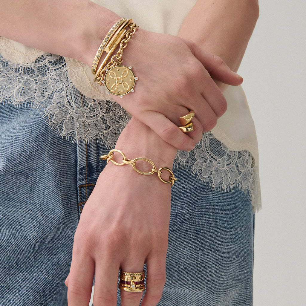 18K Yellow Gold Oval Link Chain & Bracelet Set | 18K Yellow Gold – FoundRae view 3