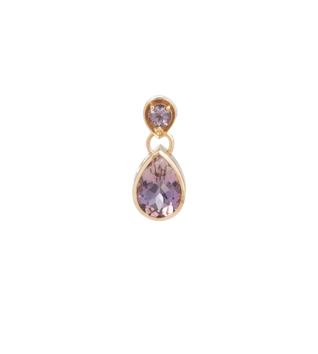 18K Yellow Gold Forever & Always a Pair – Love : Ametrine & Amethyst Gemstone Double Drop Earring – FoundRae