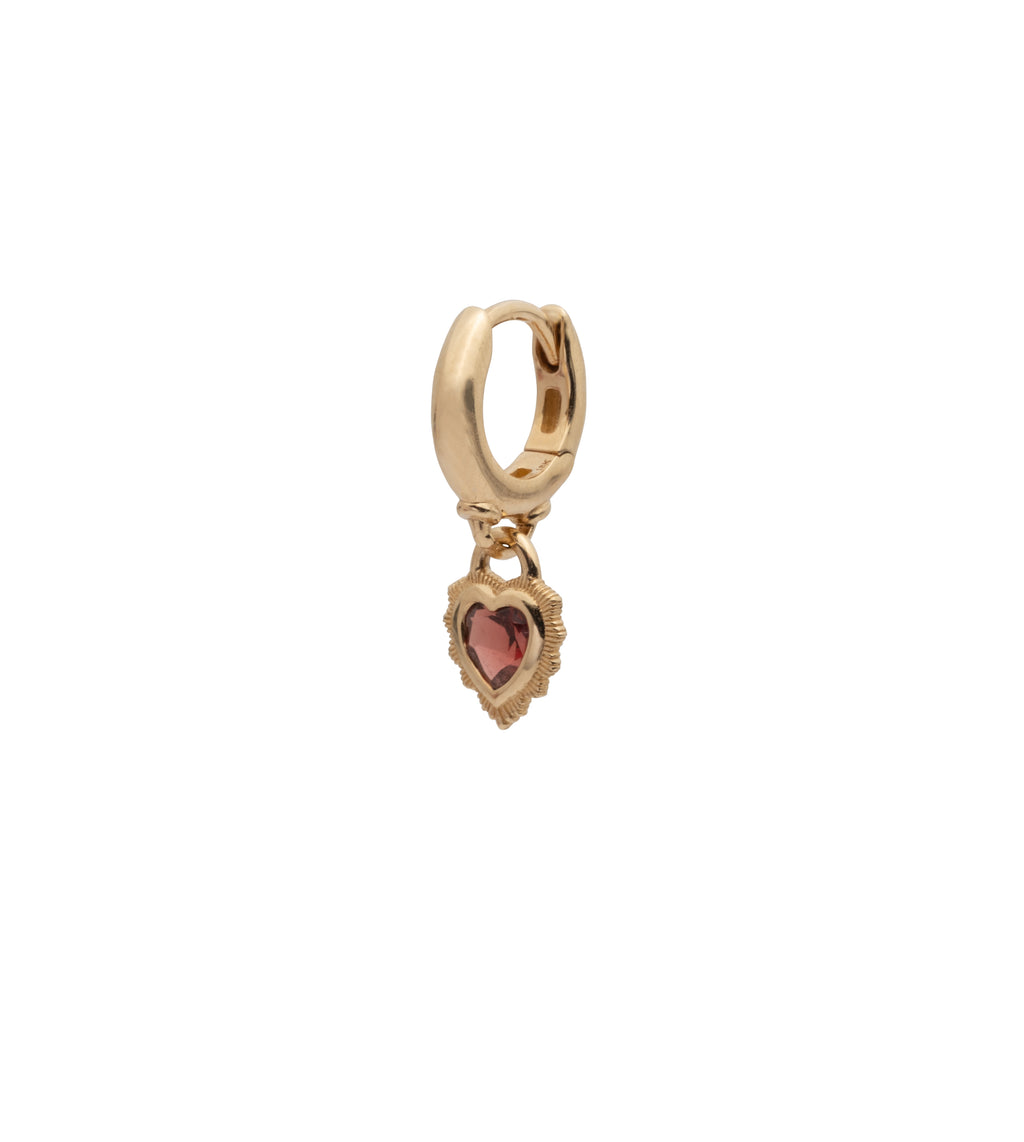 18K Yellow Gold Heart : Garnet Drop Earring – FoundRae