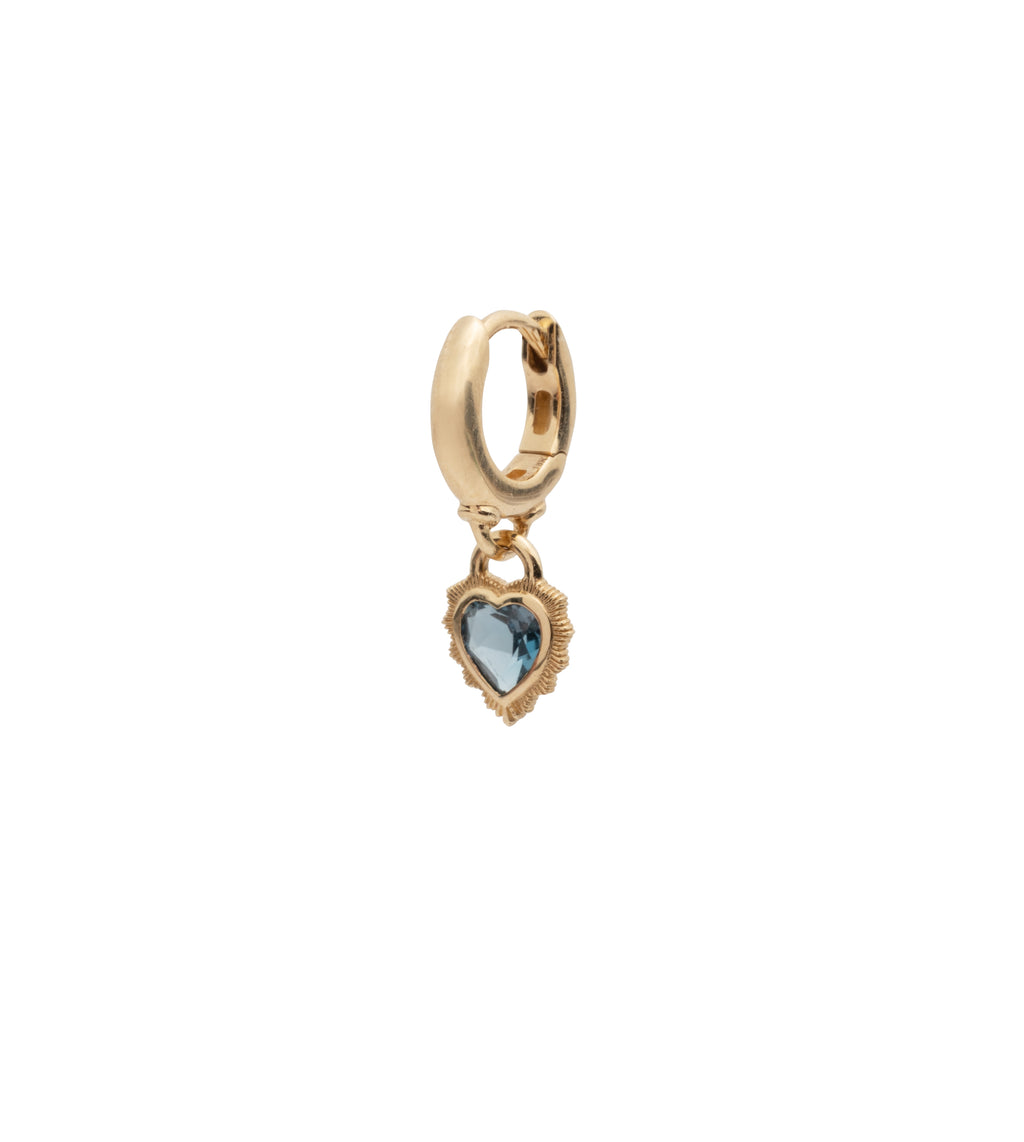 18K Yellow Gold Heart: London Blue Topaz Drop Earring – FoundRae