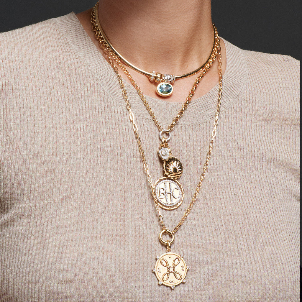 True Love Refined Clip Open Chain Necklace : in Yellow Gold with Diamonds view 2