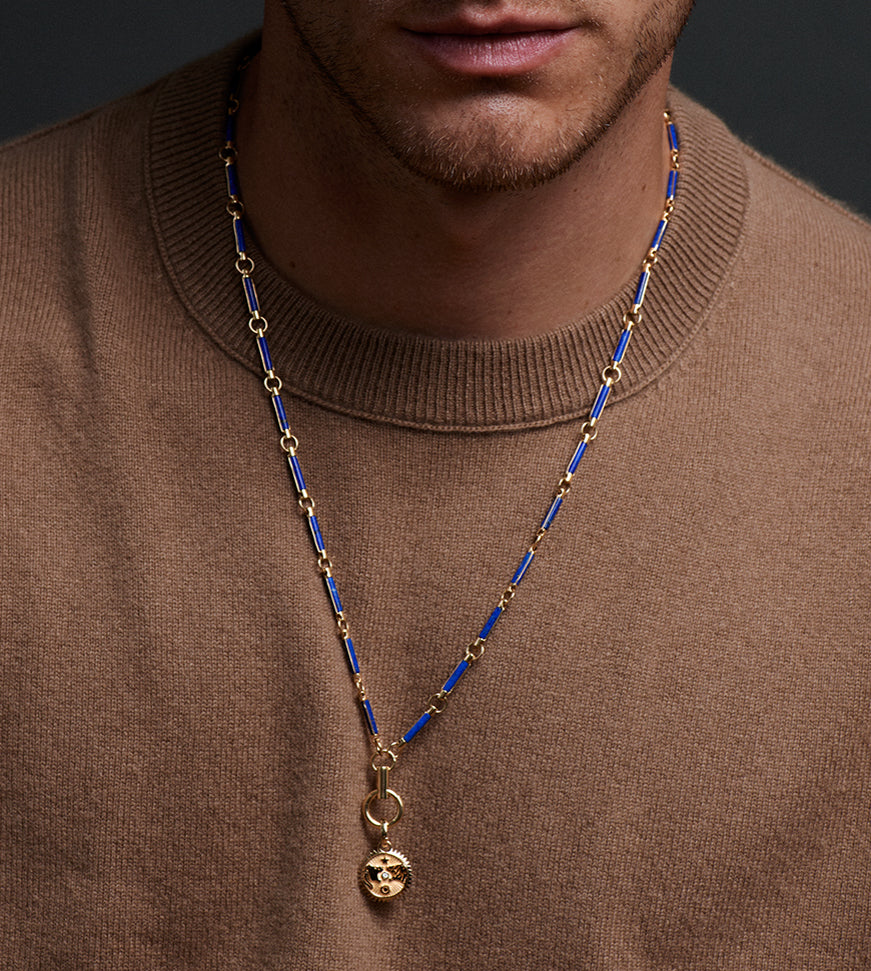 Solar & Lunar - Strength : Lapis Lazuli Hanging Clockweight Chain Necklace view 2