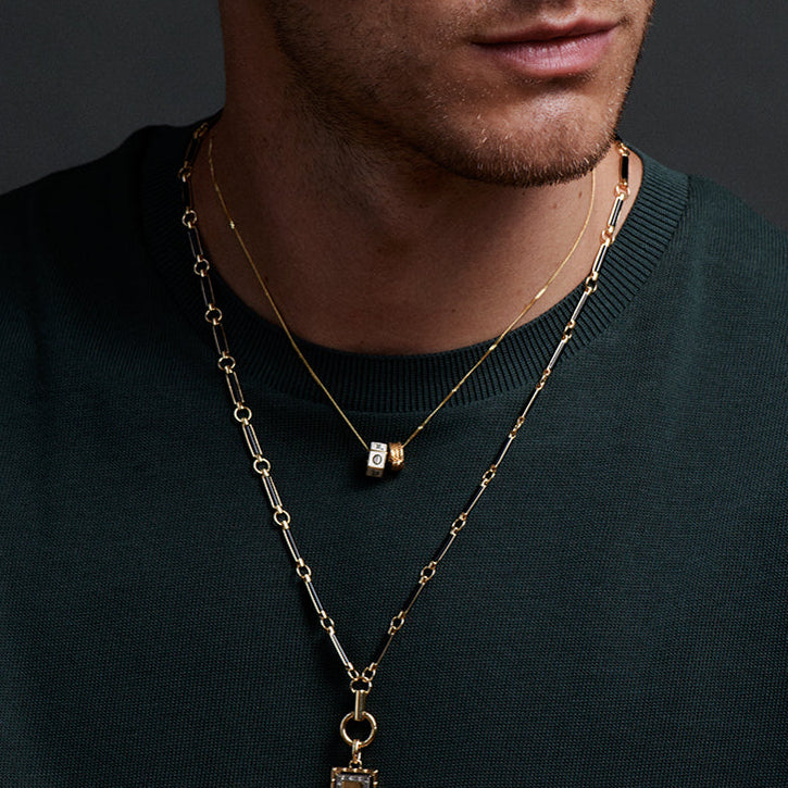 Medium Cream Ceramic Custom Heart Beat : in Yellow Gold view 2