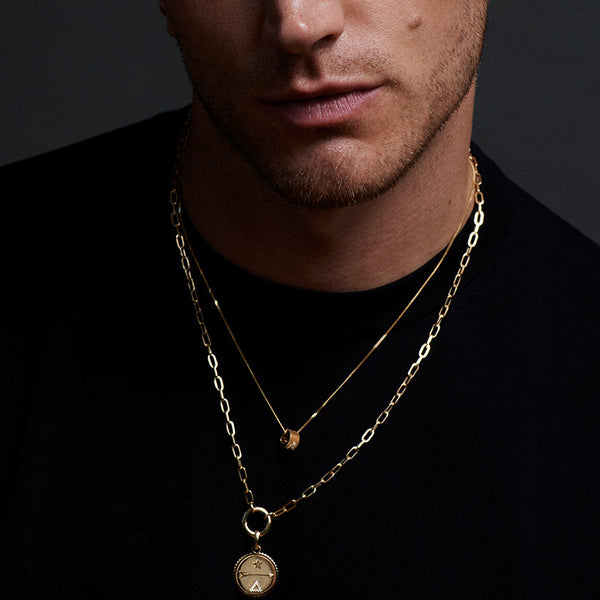 Pavé Diamond Initial Heart Beat : Fine Diamond Cut Curb Chain Necklace