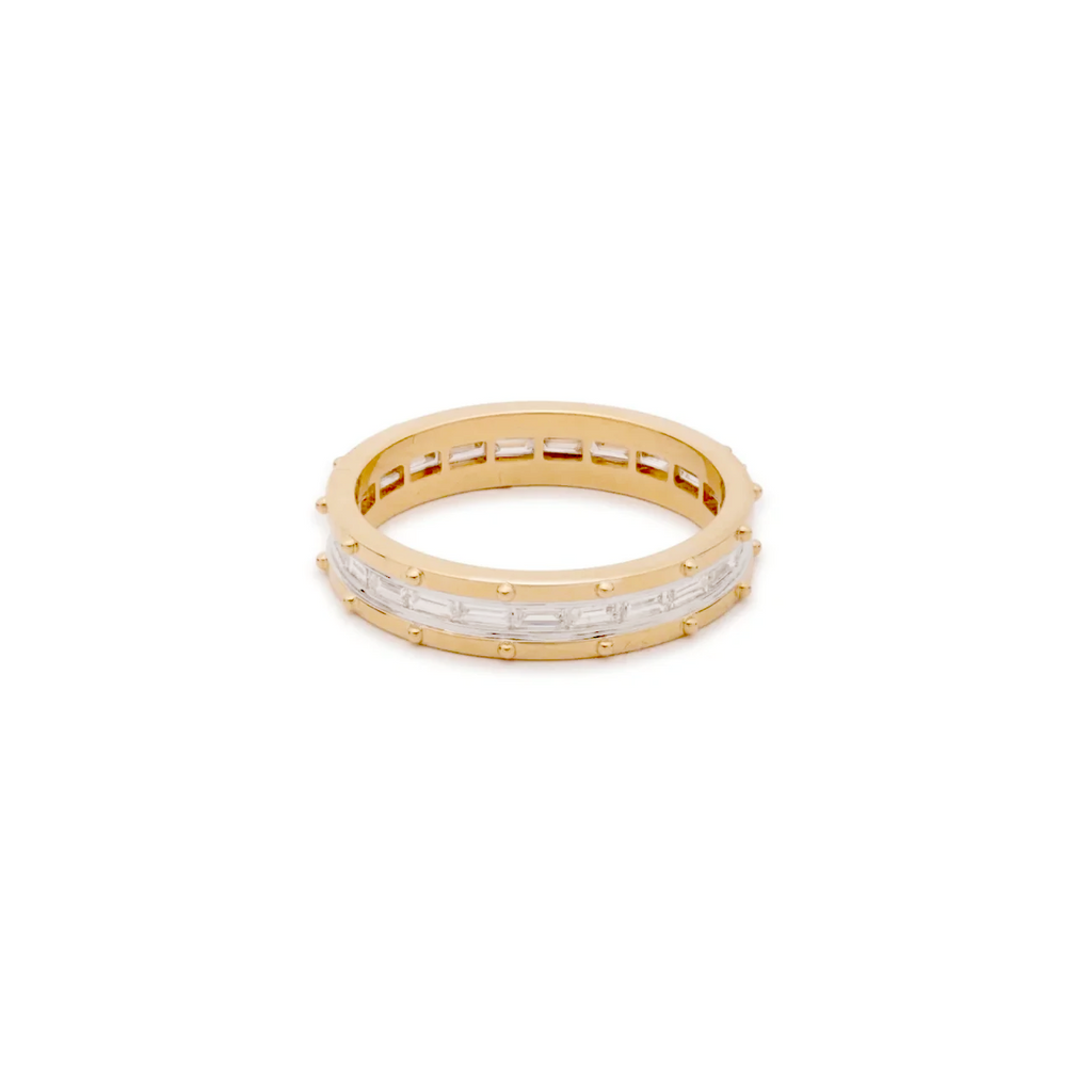 Lovestruck Pierced Baguette Diamond Thin Band : in Yellow Gold view 1