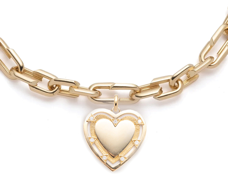 18K Yellow Gold Heart Token - Love : Medium Strong Heart Chain Necklace – FoundRae view 2