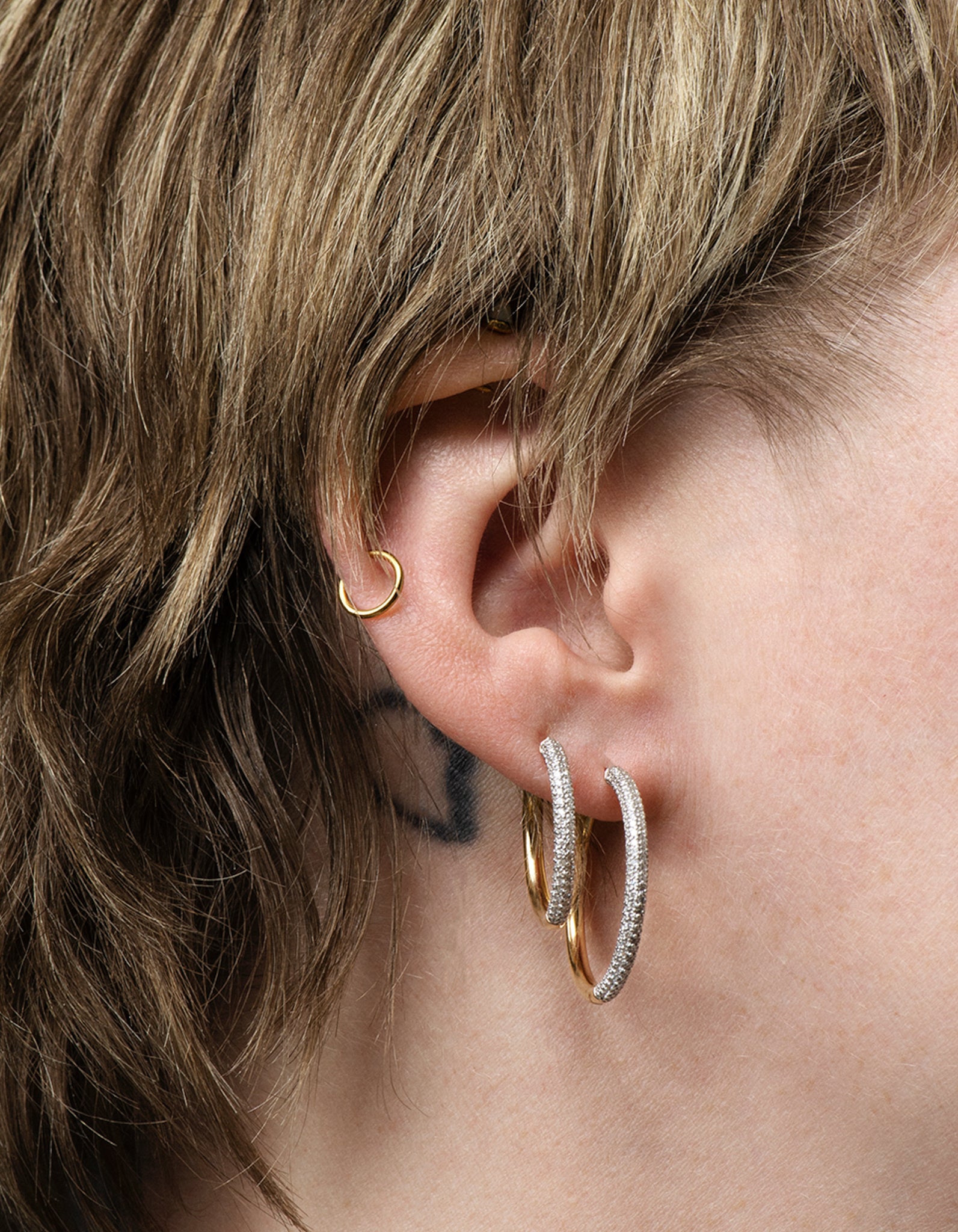Medium Pave Diamond : Hoop Earring