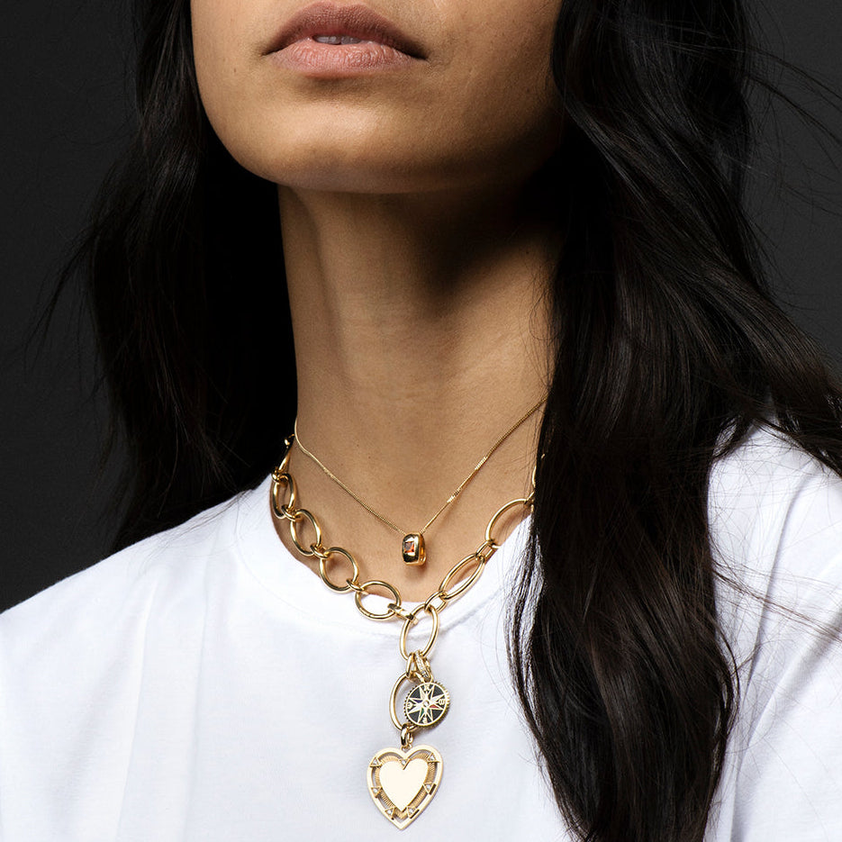 18K Yellow Gold Princess Cut Garnet - Love : Fine Diamond Cut Curb Necklace – FoundRae view 2