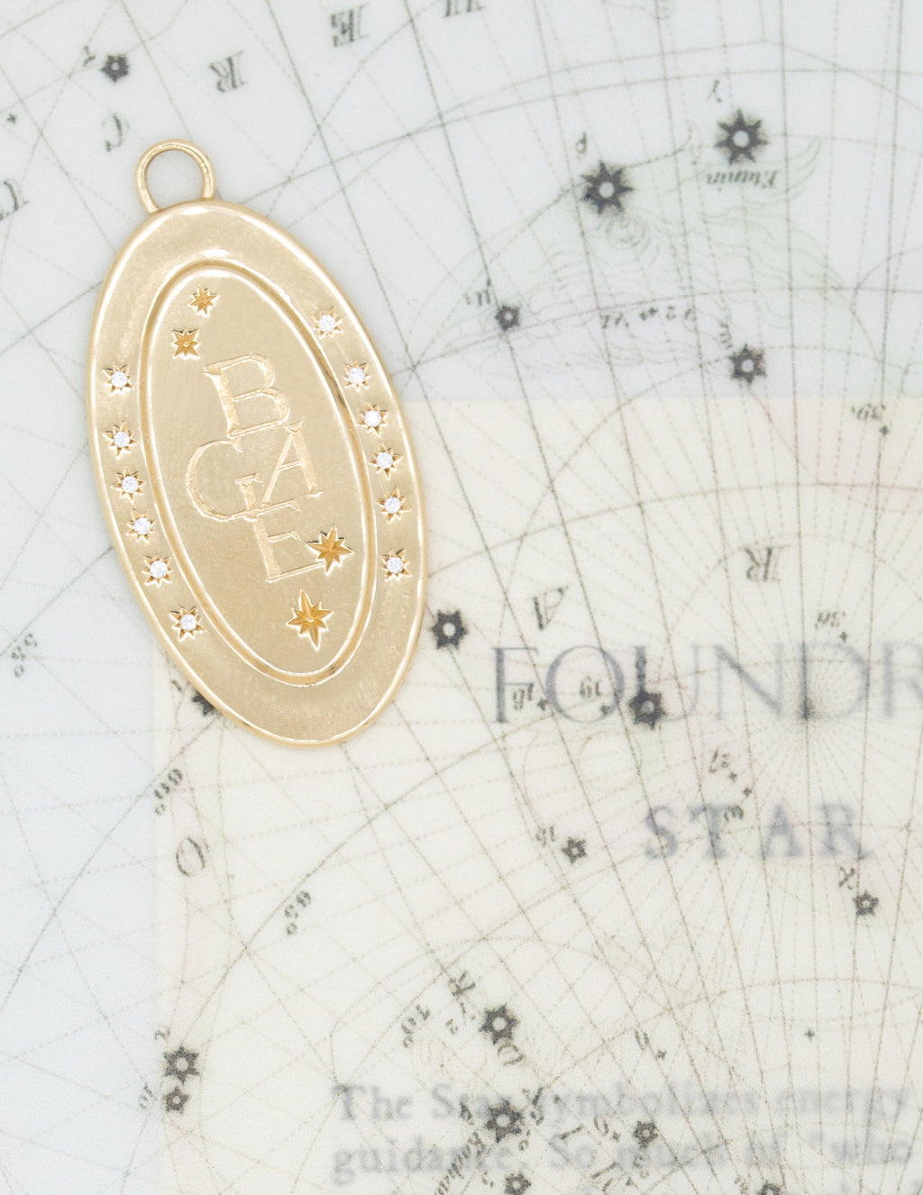 North Star - Internal Compass : Engravable Oval Medallion with Annex Link view 2