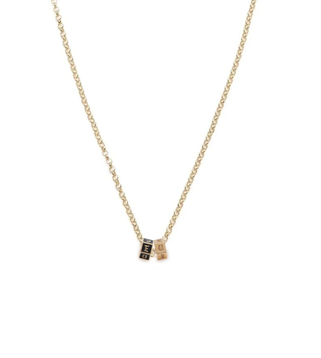 18K Yellow Gold Engravable & Black I Love U : Fine Belcher Necklace – FoundRae