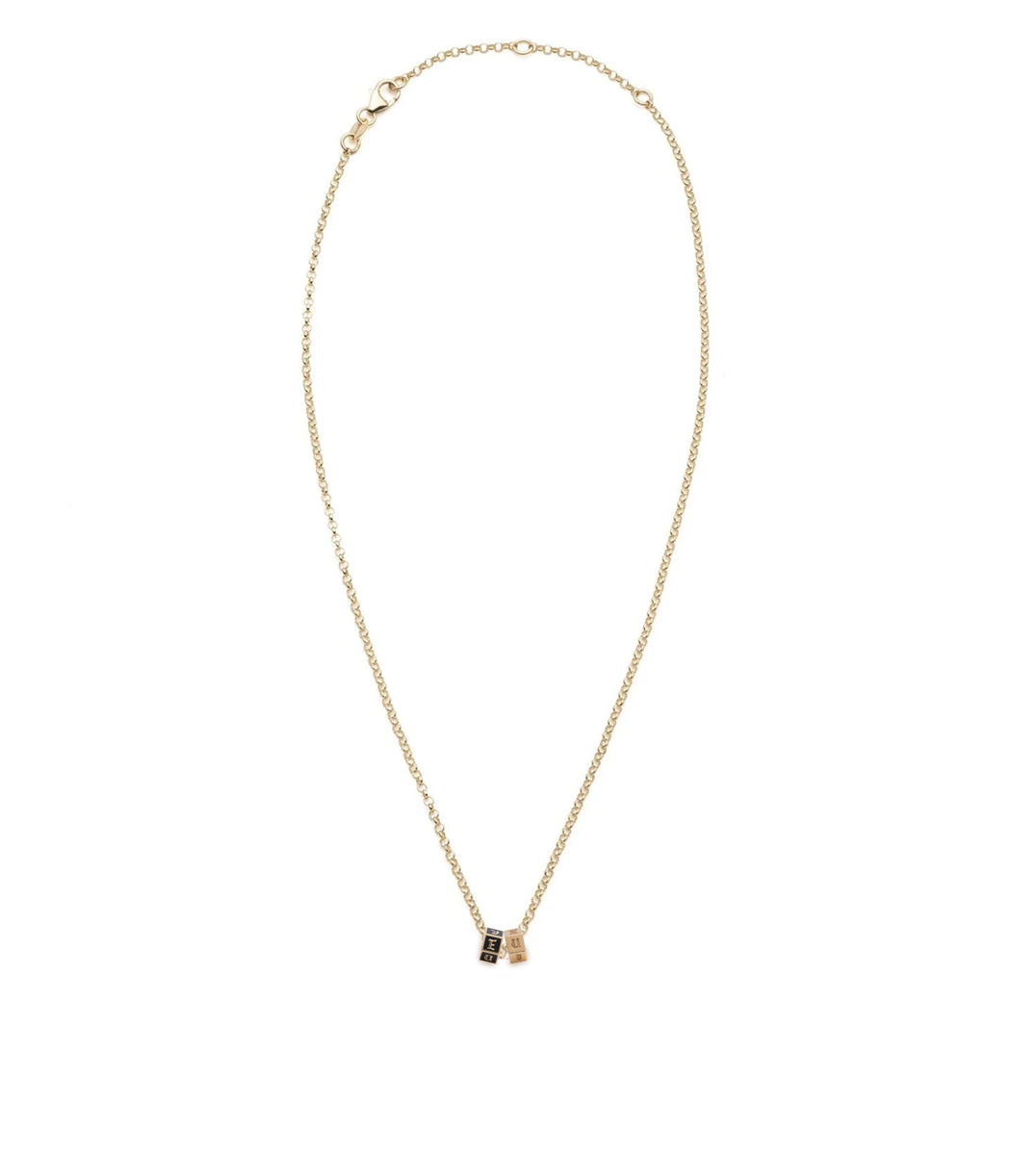 18K Yellow Gold Engravable & Black I Love U : Fine Belcher Necklace ...