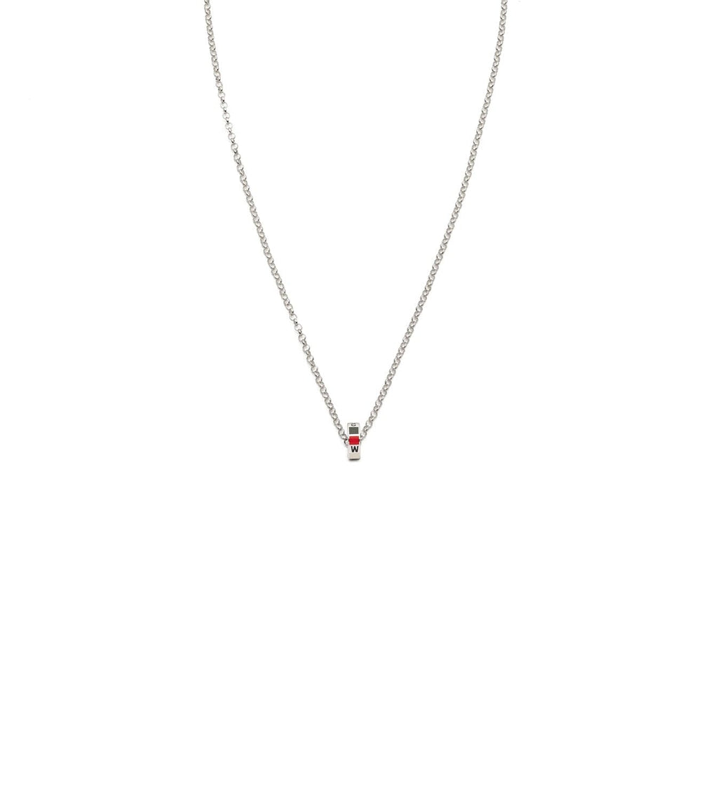 Internal Compass : Heart Beat Fine Belcher Chain Necklace White Gold view 1