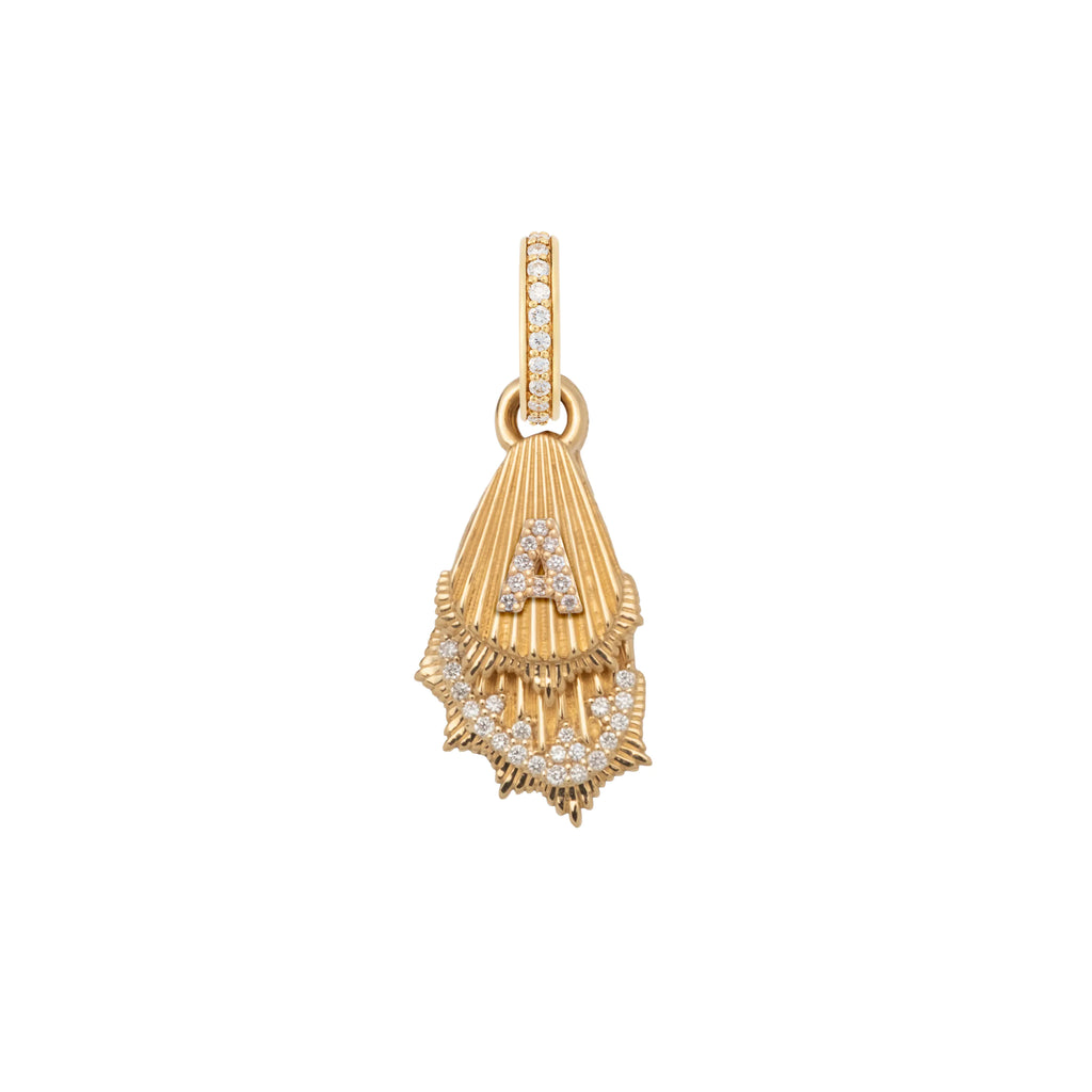 18K Yellow Gold Personalized - Reverie | Initial Butterfly Wings Miniature Pendant | Diamonds, 18K Yellow Gold – FoundRae view 3