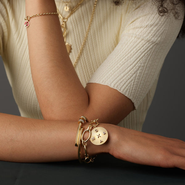 True Love - Personalized | Custom Clean Edge Oval Link Bracelet | Diamonds, Yellow Gold