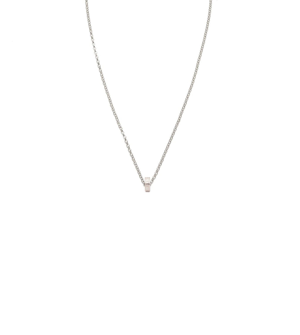 Vivacity : Heart Beat Fine Belcher Chain Necklace White Gold view 1