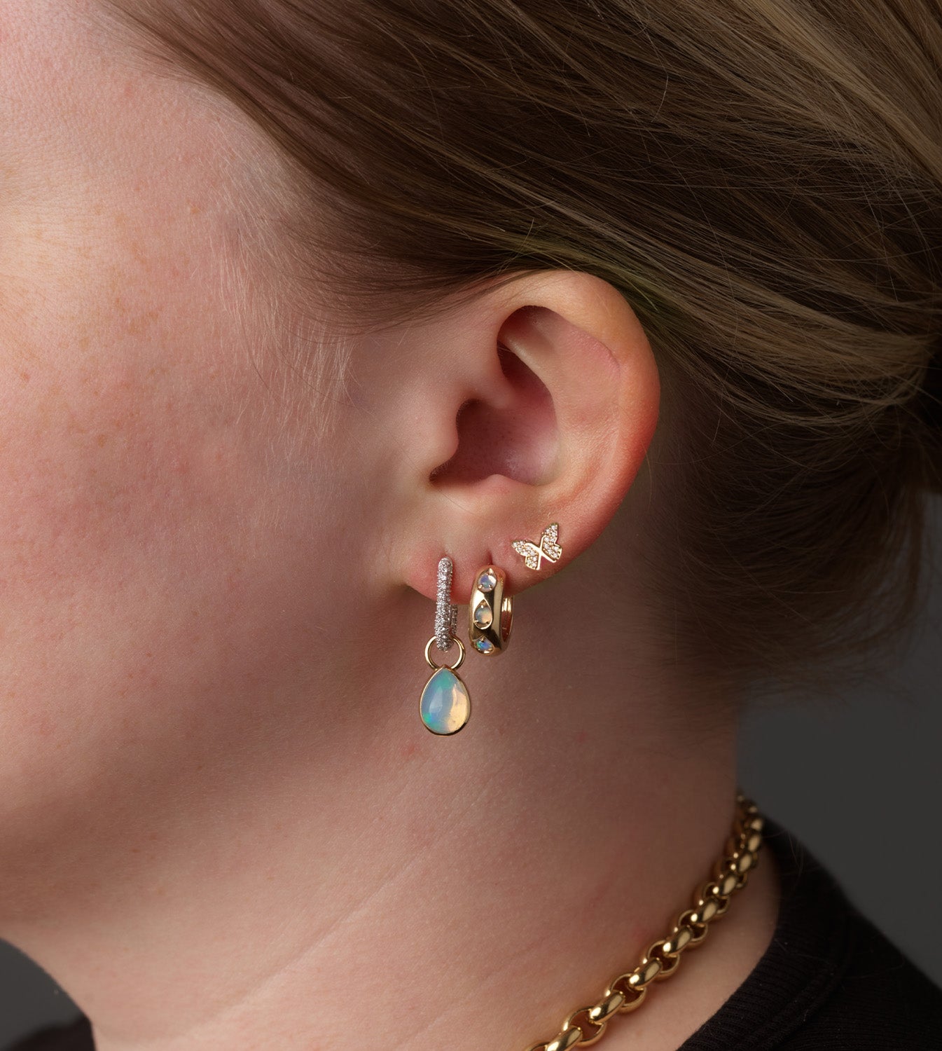 Opal : Gemstone Hoop Earring