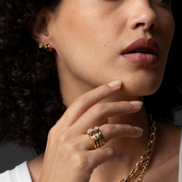 True Love | Forever & Always a Pair Bookend Ring | Diamond, Yellow Gold