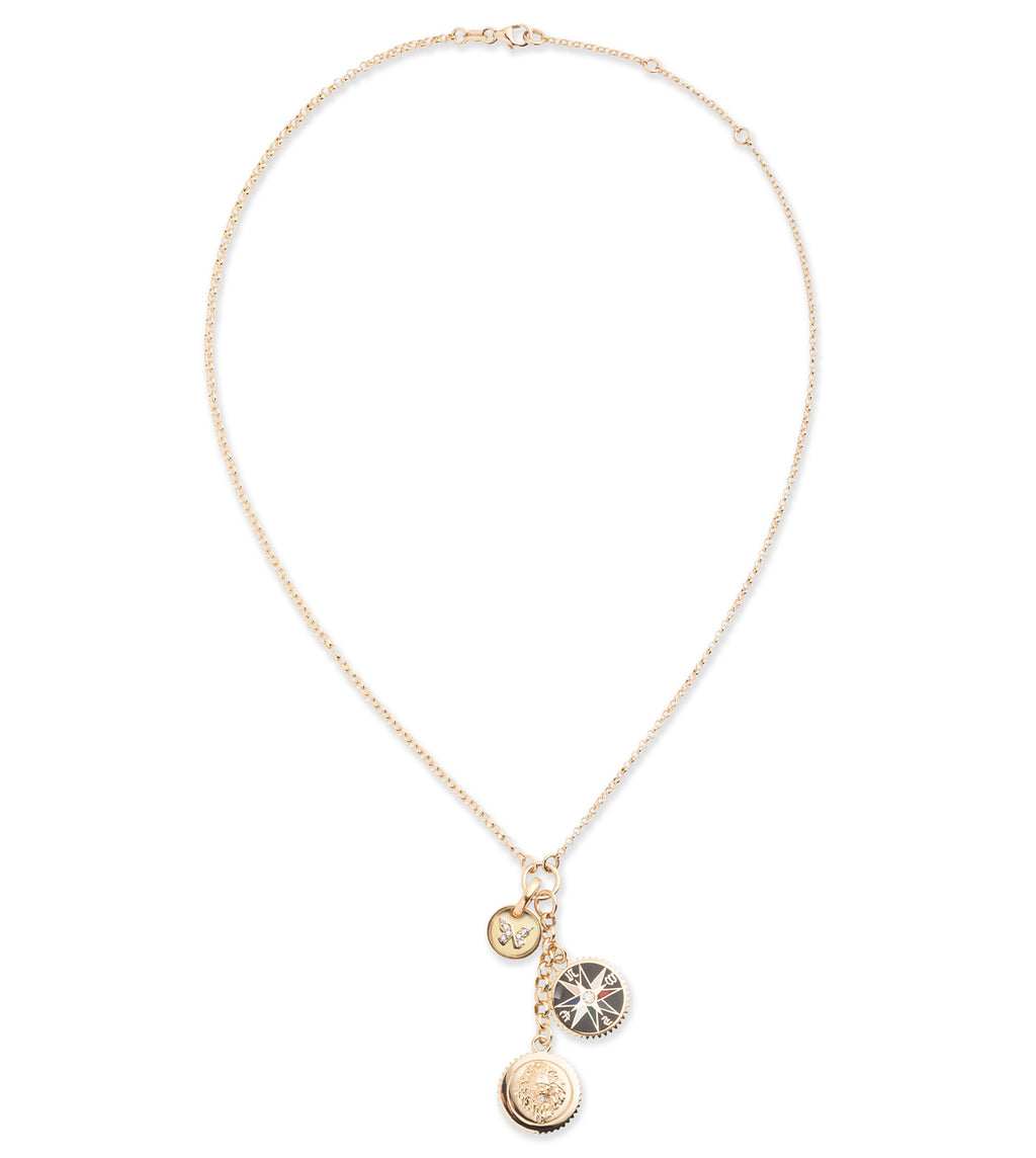 18K Yellow Gold Strength, Internal Compass & Reverie Story : Small Mixed Belcher Extension Chain Necklace – FoundRae