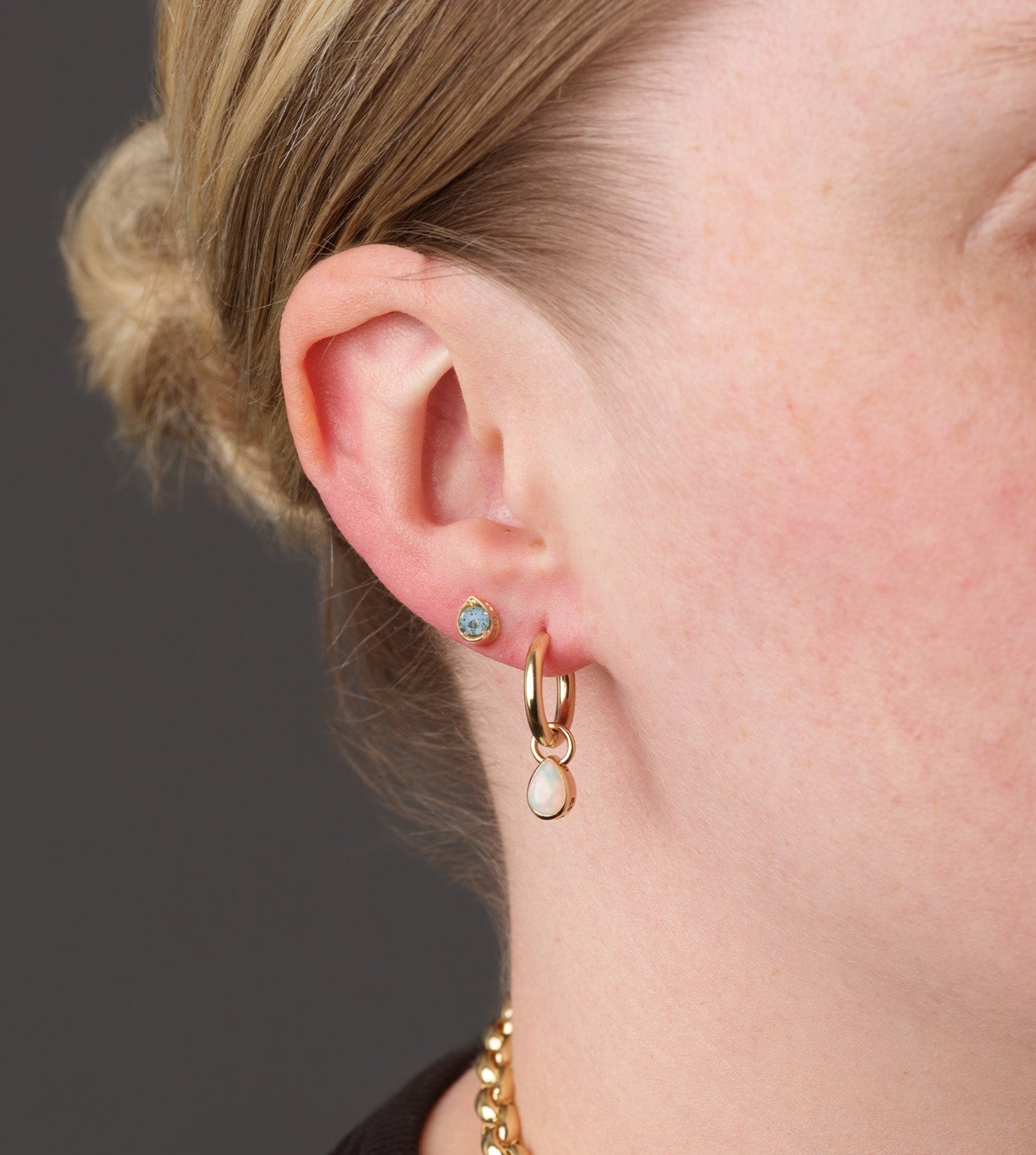 Forever & Always a Pair - Love : 0.17ct Aquamarine Gemstone Stud Earring