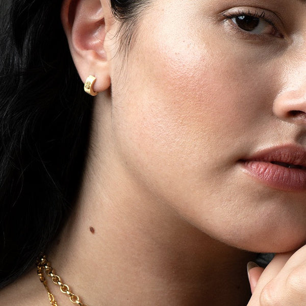 Initials & Numbers : Initial Huggie Earring