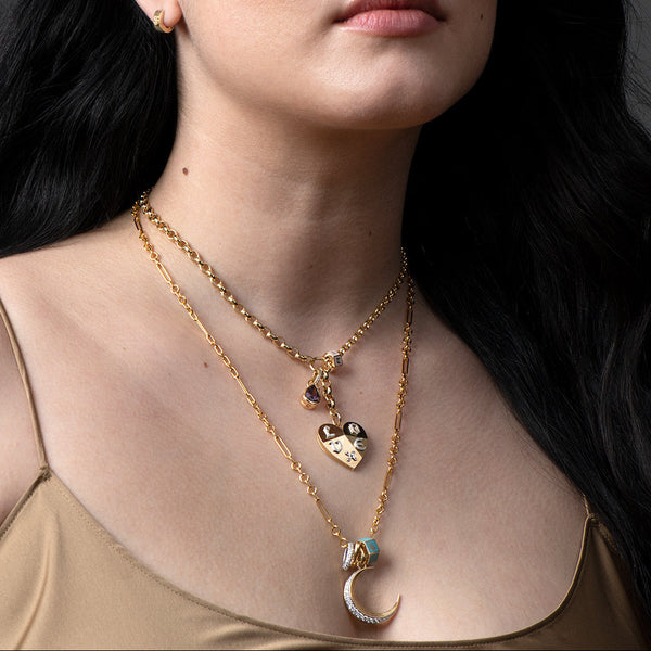 Small Blush Ceramic Custom Heart Beat : in Yellow Gold