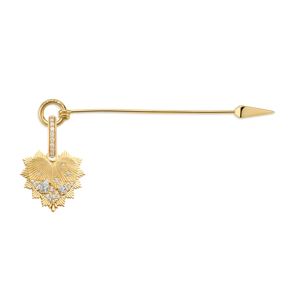 True Love | Encrusted Heart Love Token Stick Pin | Diamonds, Yellow Gold view 1