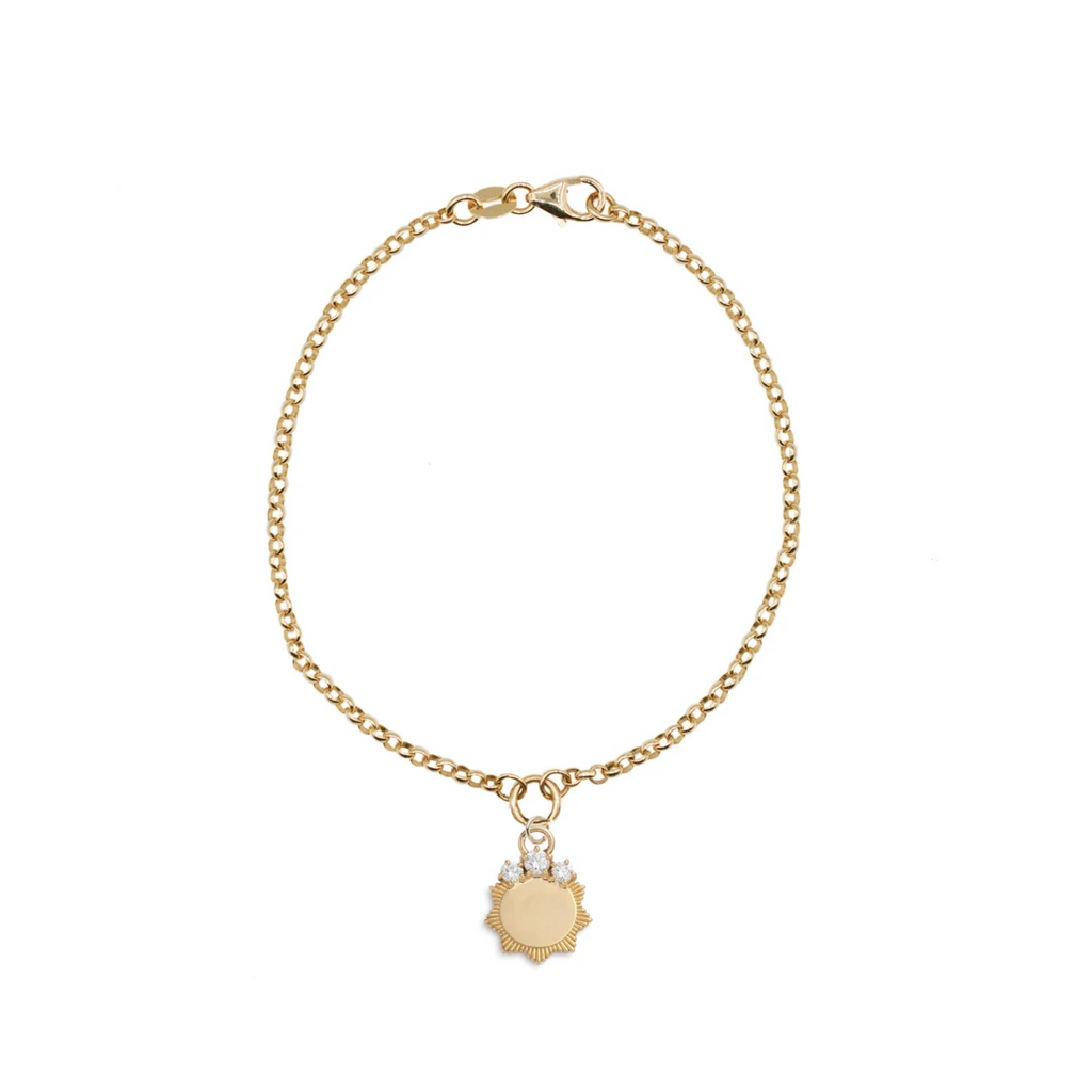 Engravable Birthstone Pendant : Small Belcher Bracelet view 1