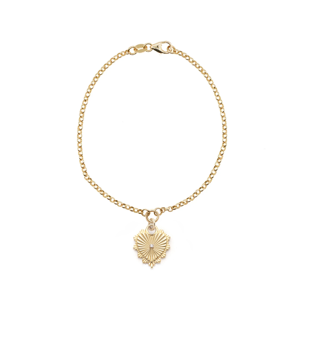 18K Yellow Gold Diamond Center Heart : Small Belcher Bracelet – FoundRae