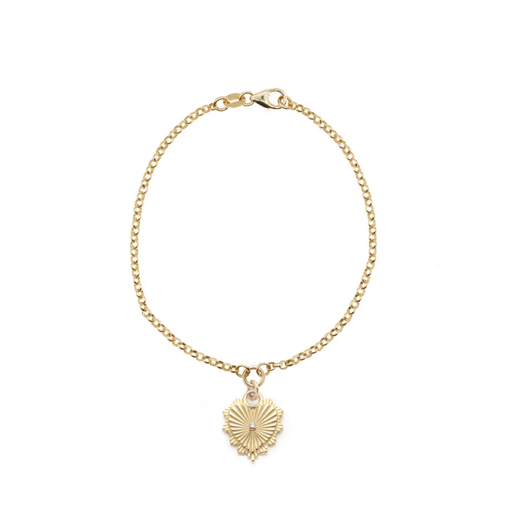 Diamond Center Heart : Small Belcher Bracelet view 1