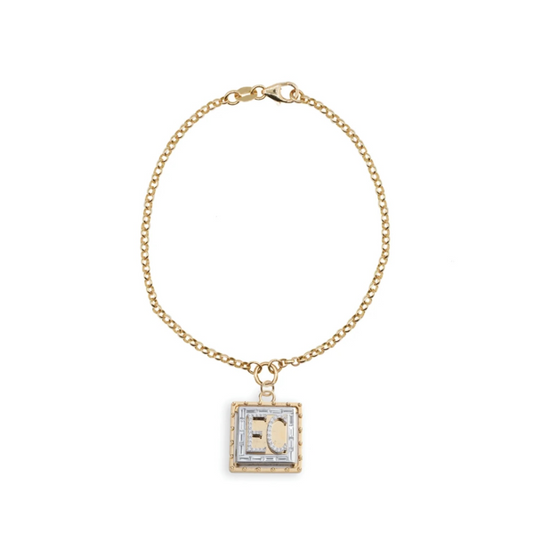 True Love - Personalized | Custom Lovestruck Small Belcher Bracelet | Diamonds, Yellow Gold