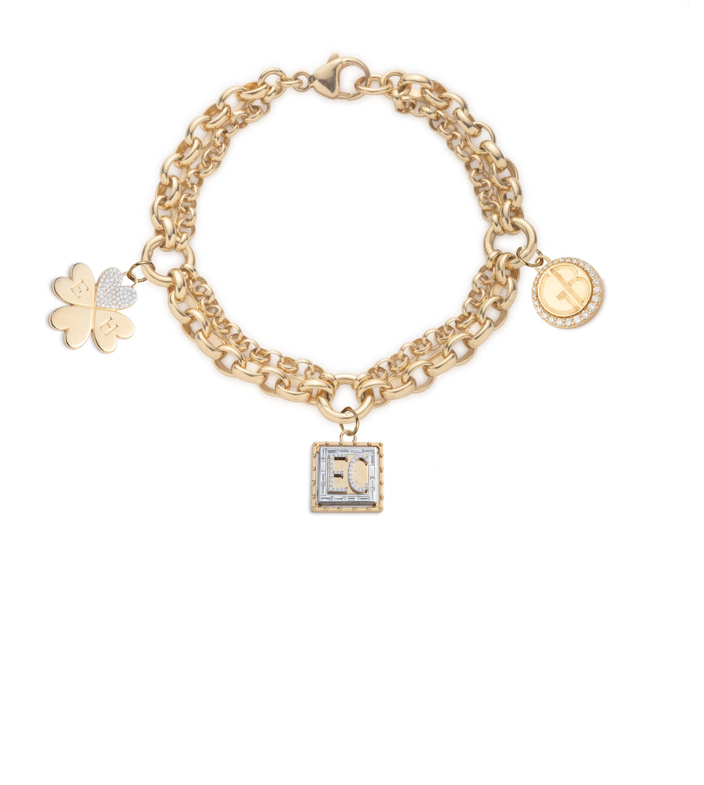 Lovestruck, True Love & Engravable : Heavy Mixed Belcher Bracelet view 1