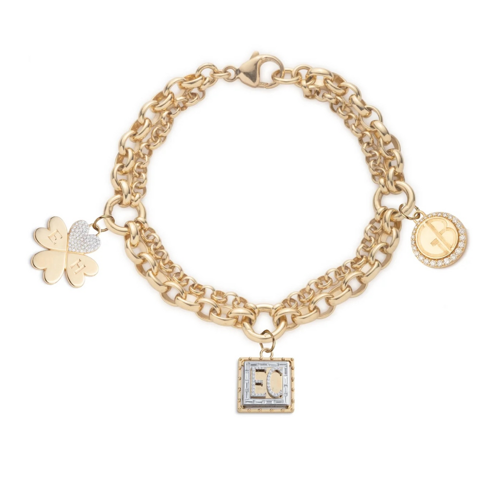 Lovestruck, True Love & Engravable Festoon Chain Bracelet : in Yellow Gold view 1