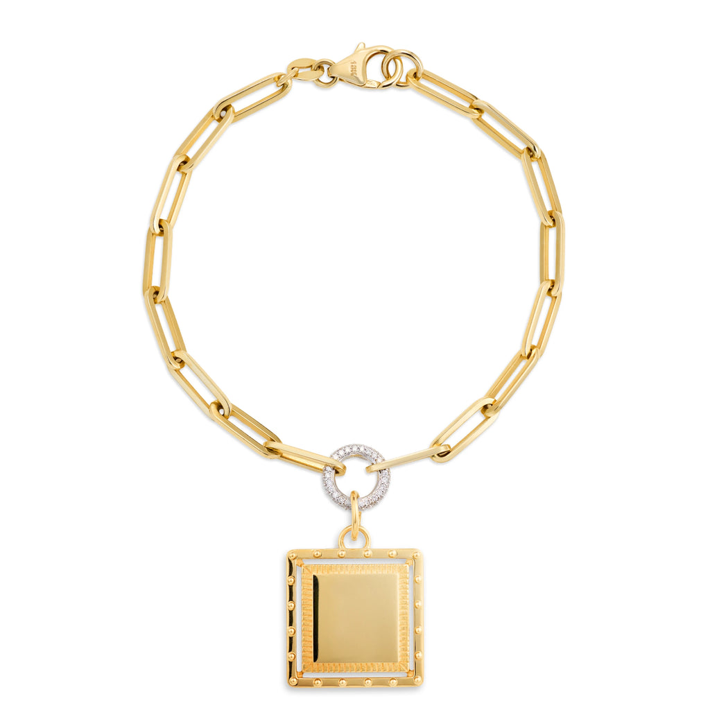 True Love - Personalized | Engravable Lovestruck Pierced Medium Clip Bracelet | Yellow Gold view 1