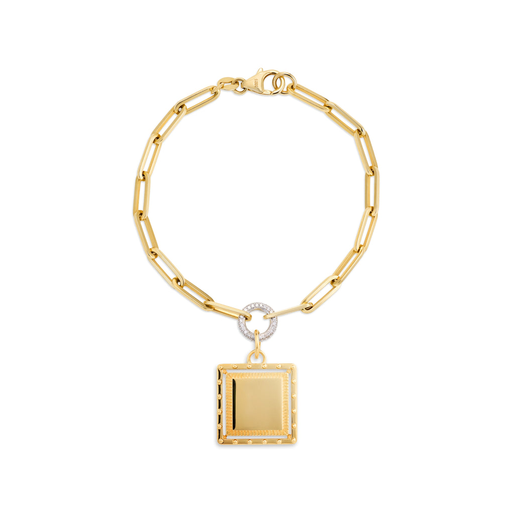 True Love - Personalized | Engravable Lovestruck Pierced Medium Clip Bracelet | Yellow Gold view 1