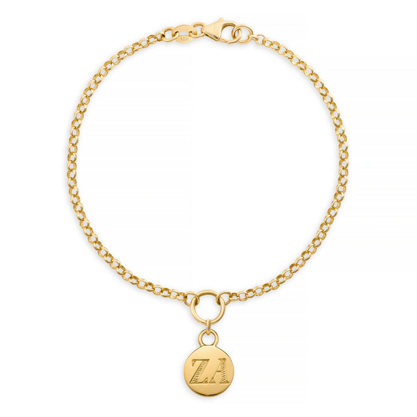 Personalized | Engravable Disk Small Belcher Bracelet | Yellow Gold