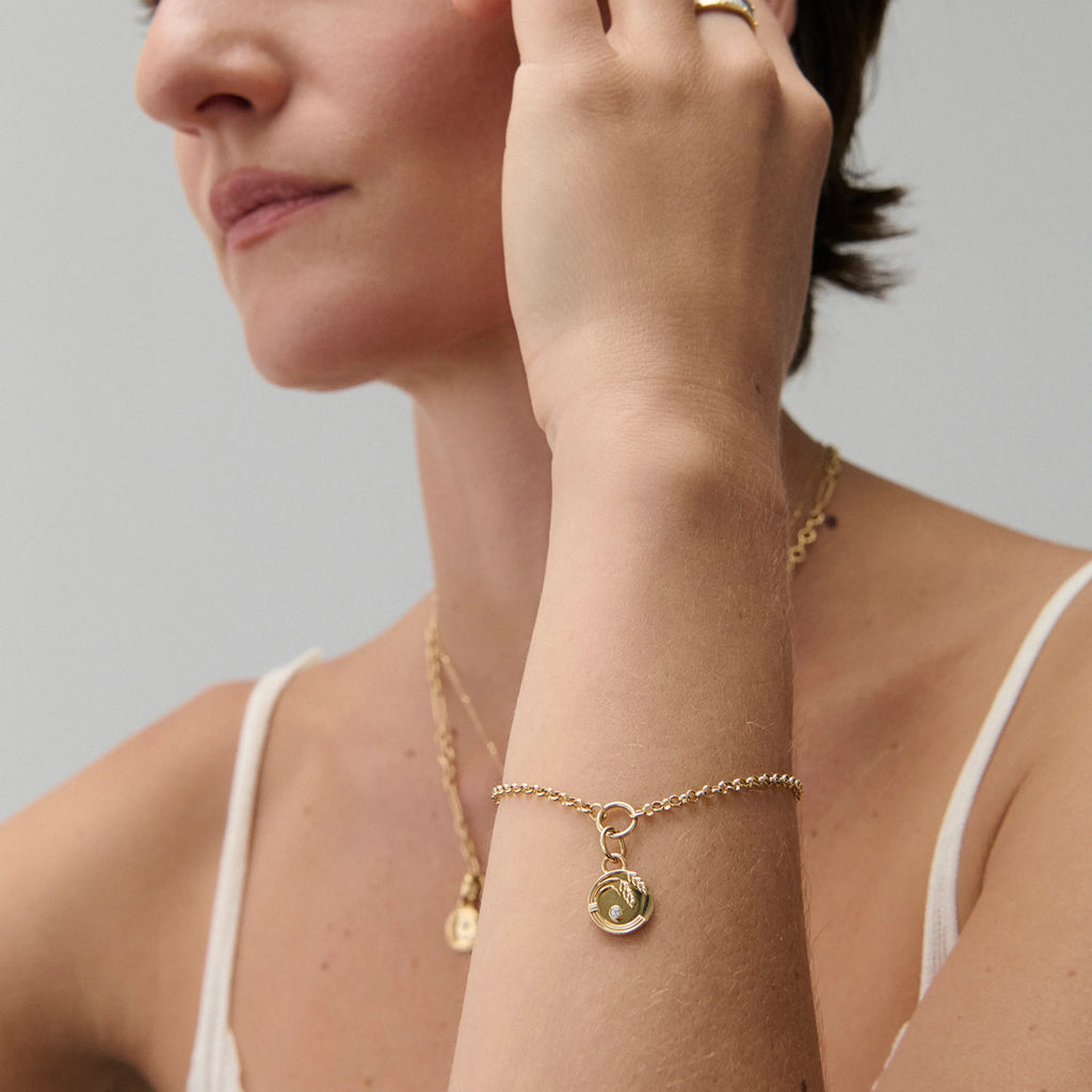 18K Yellow Gold Infinite Gratitude | Braided Wheat Small Belcher Bracelet | Diamond, Yellow Gold – FoundRae view 2