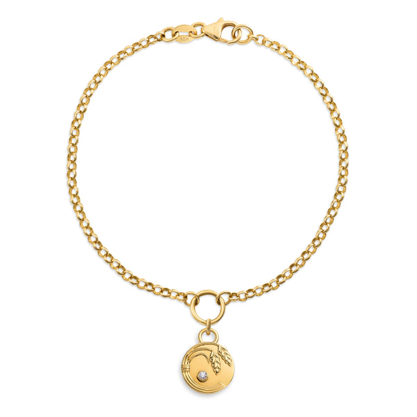 Infinite Gratitude | Braided Wheat Small Belcher Bracelet | Diamond, Yellow Gold