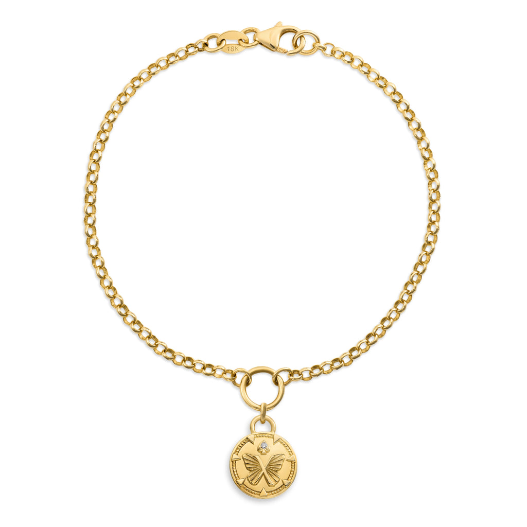 Reverie | Butterfly Small Belcher Bracelet | Diamond, Yellow Gold view 1