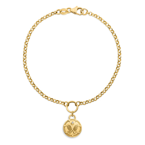 Reverie | Butterfly Small Belcher Bracelet | Diamond, Yellow Gold