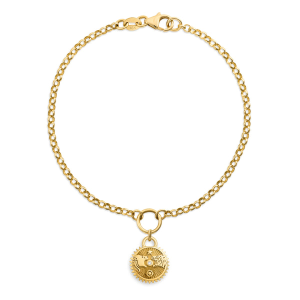 Strength | Solar & Lunar Small Belcher Bracelet | Diamond, Yellow Gold