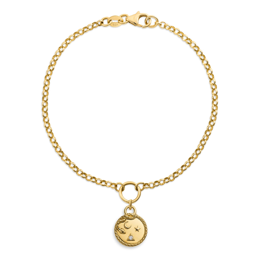 Wholeness | Snake Small Belcher Bracelet | Diamond, Yellow Gold view 1