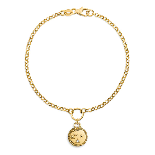 Wholeness | Snake Small Belcher Bracelet | Diamond, Yellow Gold