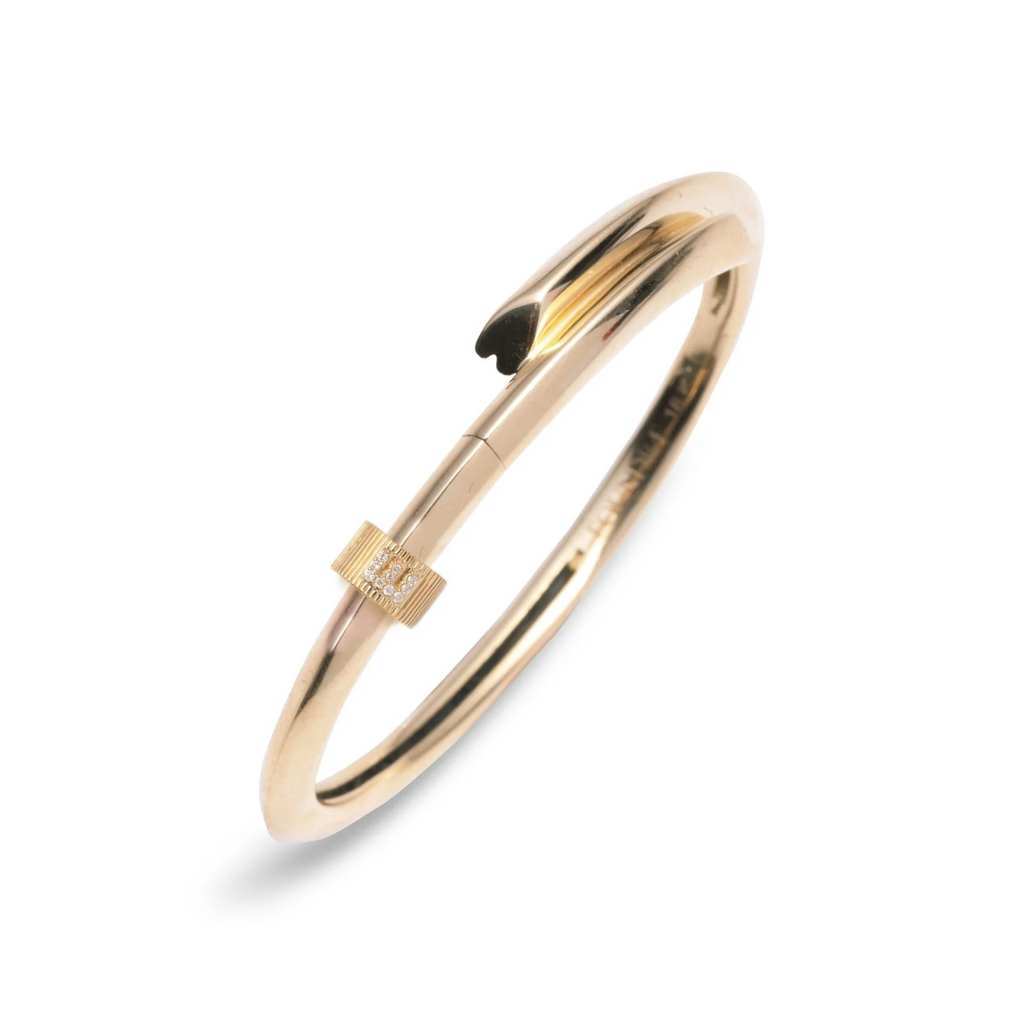 Pave Diamond Initial : Heart Beat Strong Heart Bangle view 1