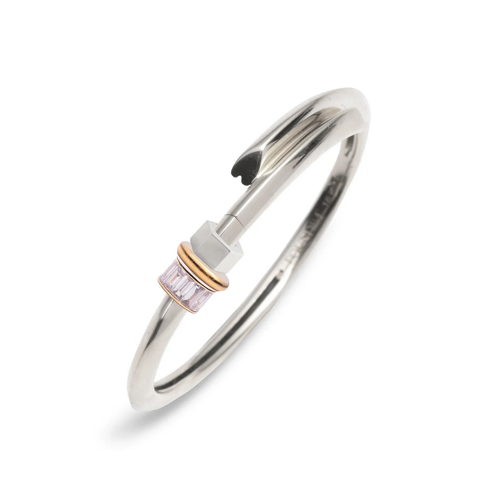 Heart Beat Bangle : in Mixed Gold with Diamonds view 1
