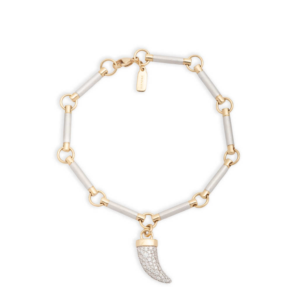 Snow Pavé Diamond La Loba Claw Element Bracelet : in Mixed Gold view 1