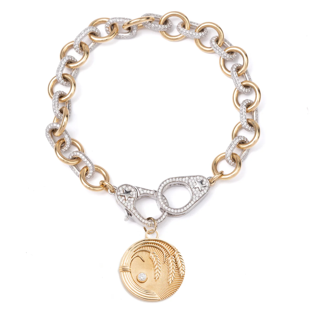 Infinite Gratitude Midsized Mixed Link Sister Hook Bracelet : in Mixed Gold with Diamonds view 1