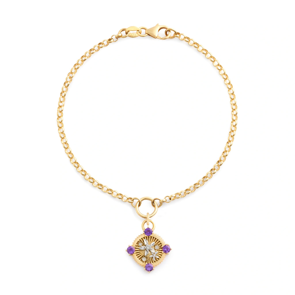 Resilience | Blossoms Small Belcher Bracelet | Amethyst, Diamonds, Mixed Gold view 1