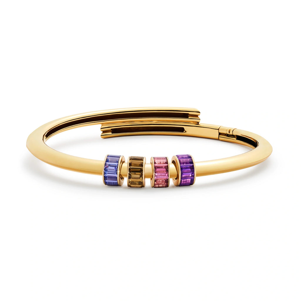 18K Yellow Gold True Love | Four Baguette Strong Heart Bangle | Multi-Stone, Yellow Gold – FoundRae view 3