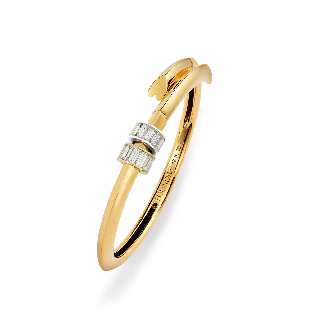 True Love | Two Baguette Strong Heart Bangle | Diamonds, Yellow Gold view 1