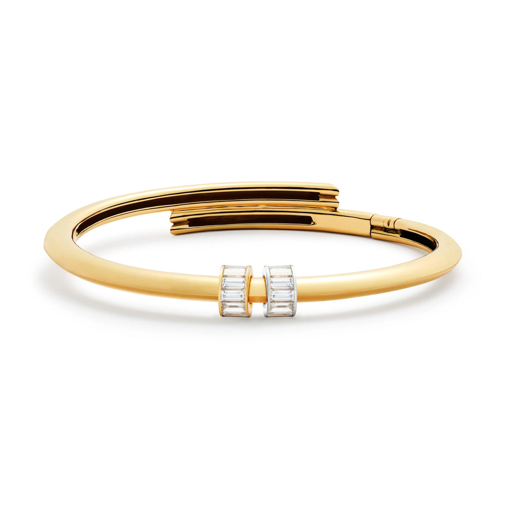 18K Mixed Gold True Love | Two Baguette Strong Heart Bangle | Diamonds, Mixed Gold – FoundRae view 3